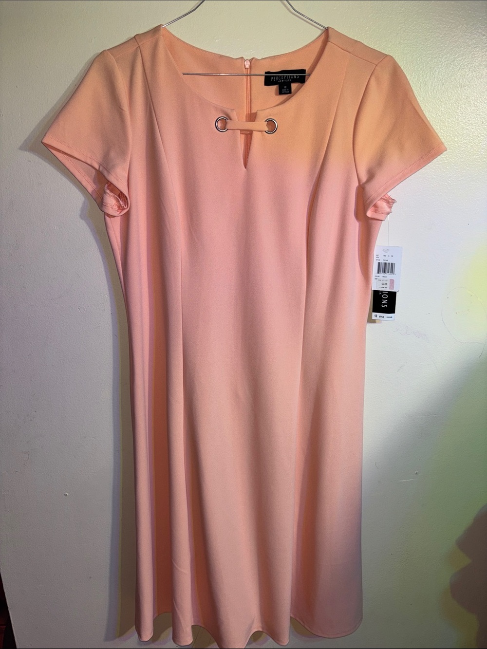 Sophisticate Peach A-Line Midi Dress with Grommet Detail